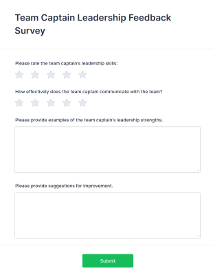 Team Captain Leadership Feedback Survey Form Template