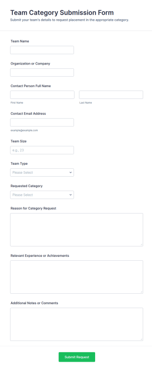 Team Category Submission Form Template