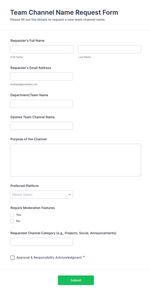 Team Channel Name Request Form Template