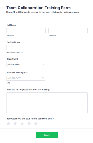 Team Collaboration Training Form Template