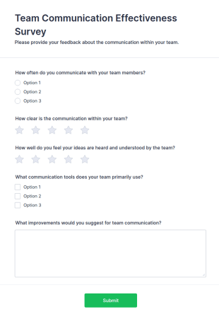Team Communication Effectiveness Survey Form Template