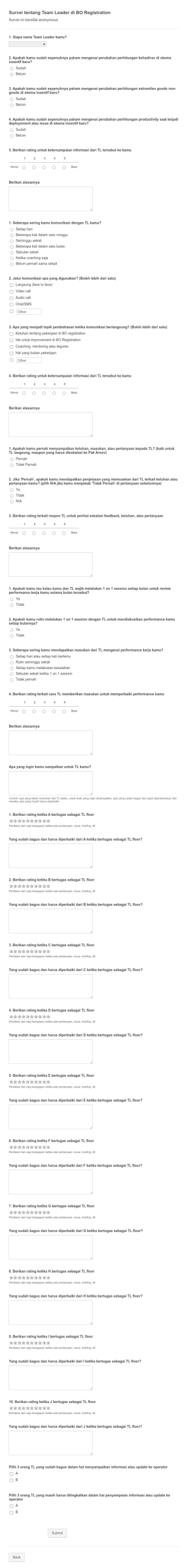 Team Lead Evaluation Form In Indonesian