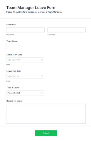Team Manager Leave Form Template