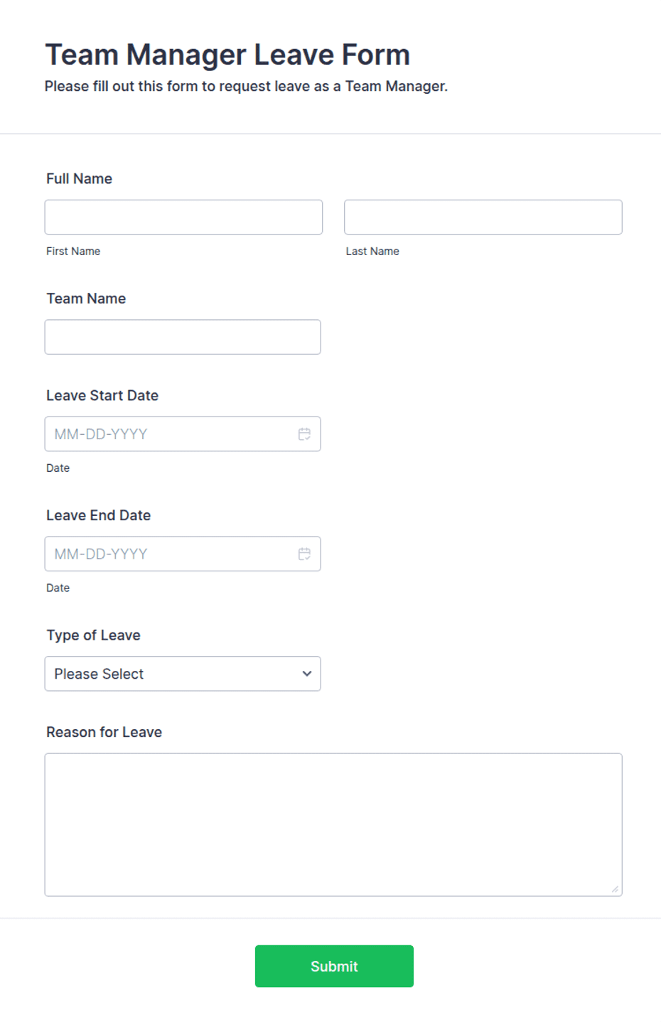 Team Manager Leave Form Template | Jotform