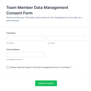Team Member Data Management Consent Form Template