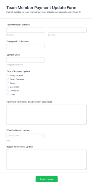 Team Member Payment Update Form Template