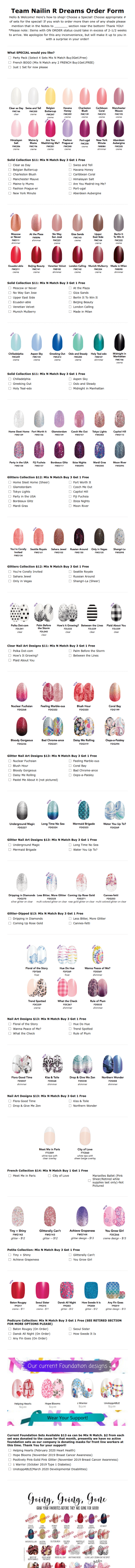 Team Nailin R Dreams Order Form Template