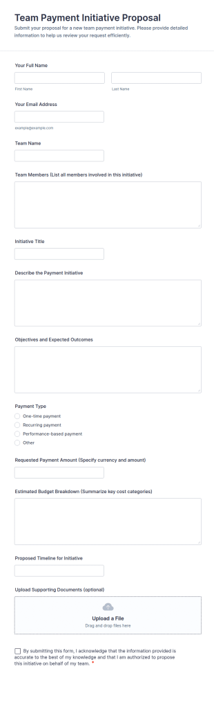 Team Payment Initiative Proposal Form Template