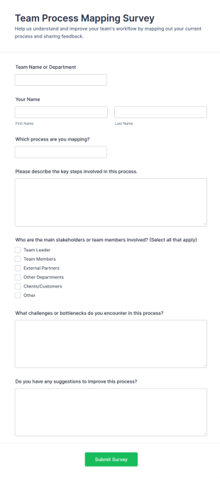 Team Process Mapping Survey Form Template