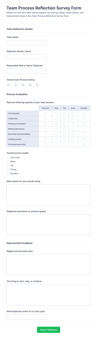 Team Process Reflection Survey Form Template