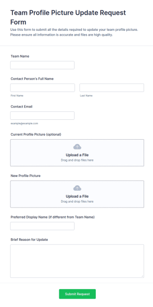 Team Profile Picture Update Request Form Template