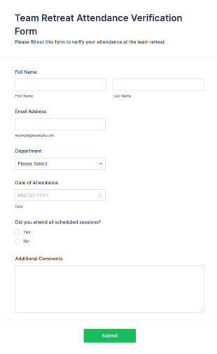 Team Retreat Attendance Verification Form Template