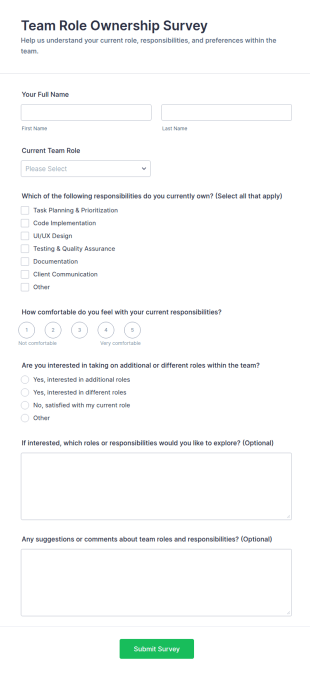 Team Role Ownership Survey Form Template