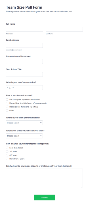 Team Size Poll Form Template