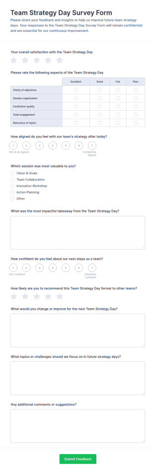 Team Strategy Day Survey Form Template