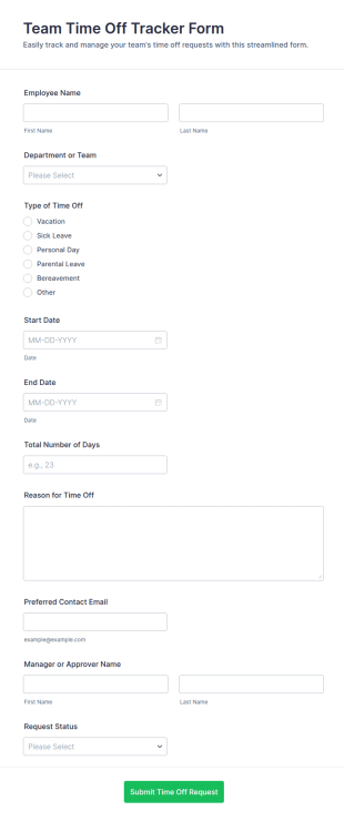 Team Time Off Tracker Form Template