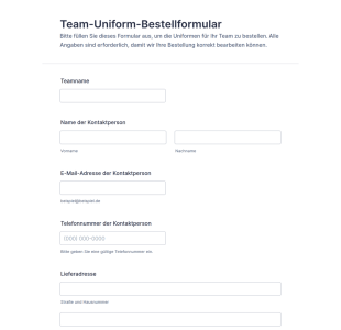 Team Uniform Bestellformular