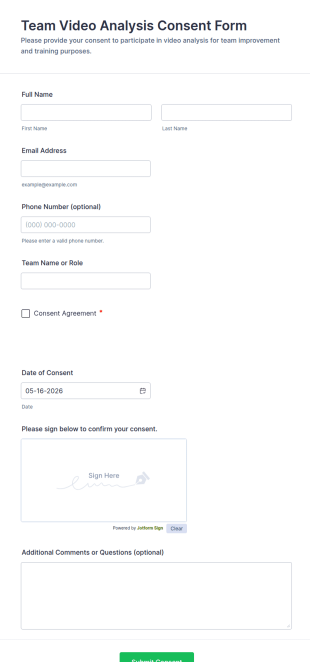 Team Video Analysis Consent Form Template