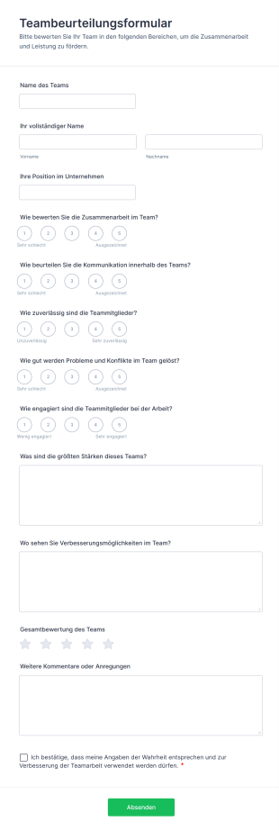 Teambeurteilungsformular