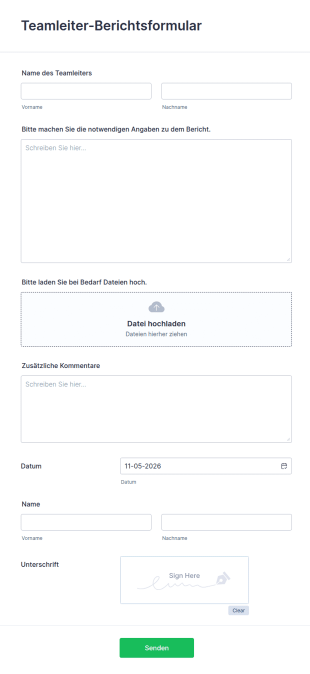 Teamleiter Berichtsformular