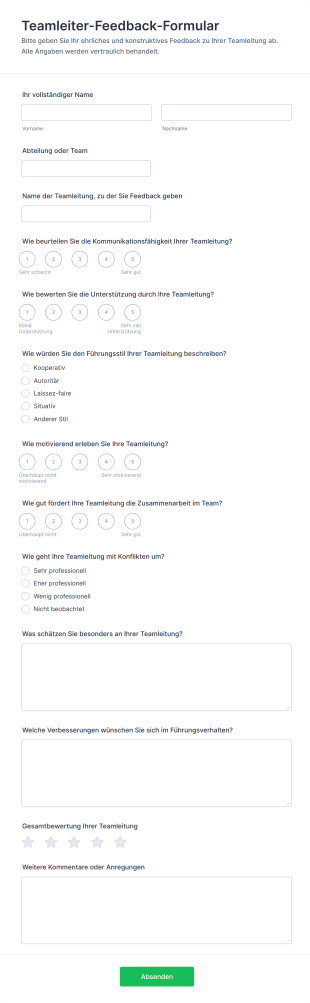 Teamleiter Feedback Formular