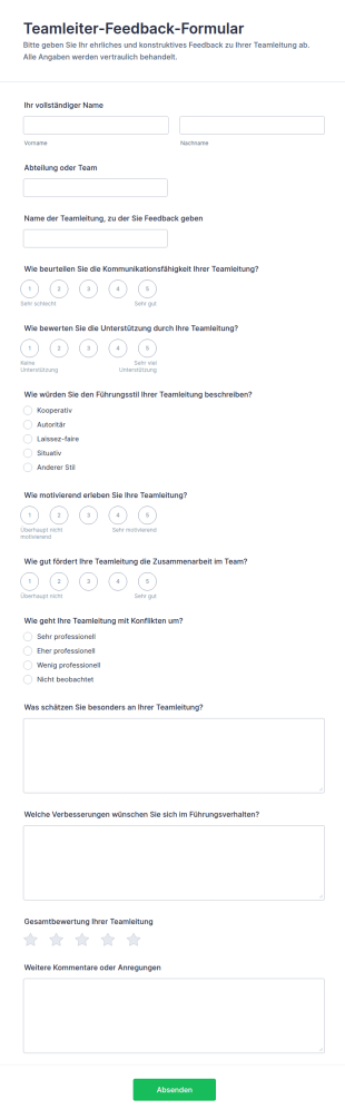 Teamleiter Feedback Formular