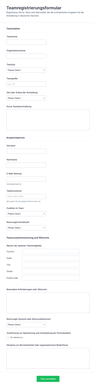Teamregistrierung