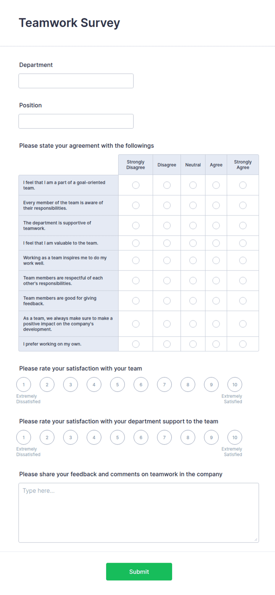 Teamwork Questionnaire.pdf Teamwork Survey Form Template | Jotform