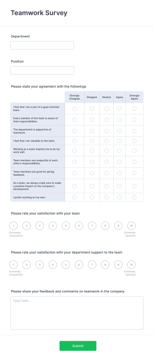 Teamwork Survey Form Template