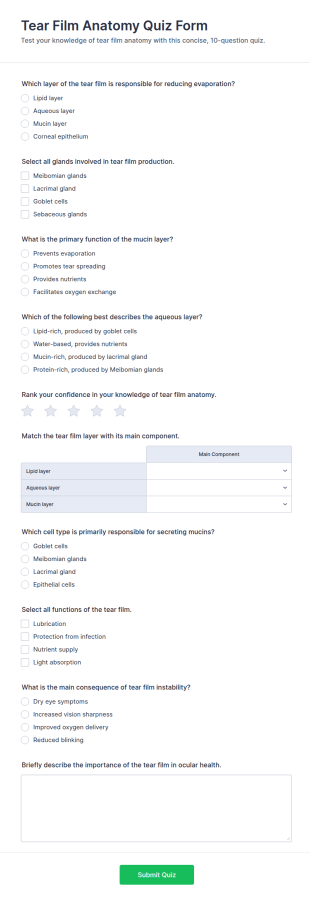 Tear Film Anatomy Quiz Form Template