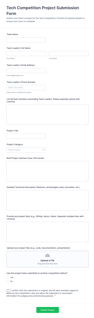 Tech Competition Project Submission Form Template