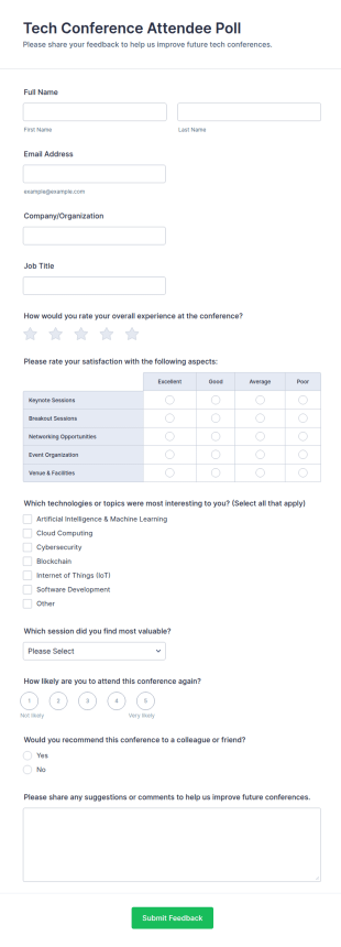 Tech Conference Attendee Poll Form Template