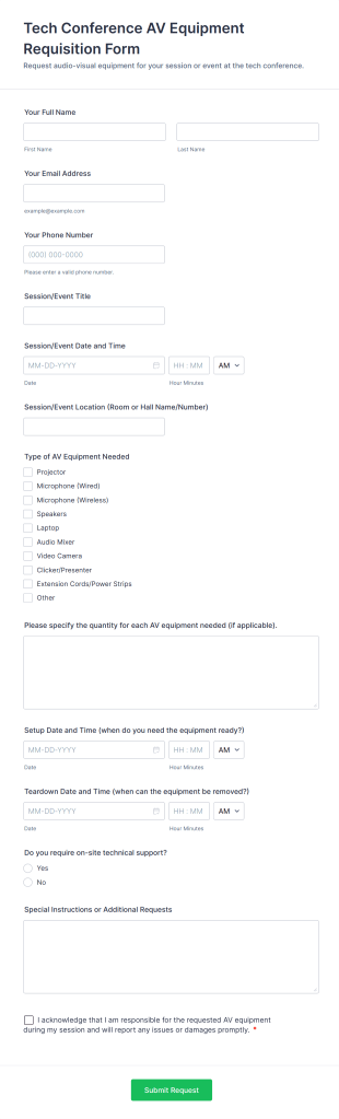Tech Conference AV Equipment Requisition Form Template
