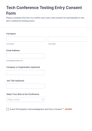 Tech Conference Testing Entry Consent Form Template
