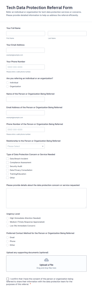 Tech Data Protection Referral Form Template