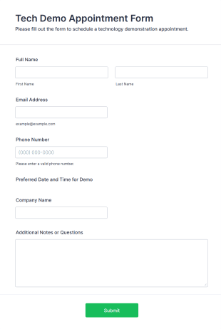 Tech Demo Appointment Form Template