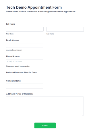 Tech Demo Appointment Form Template