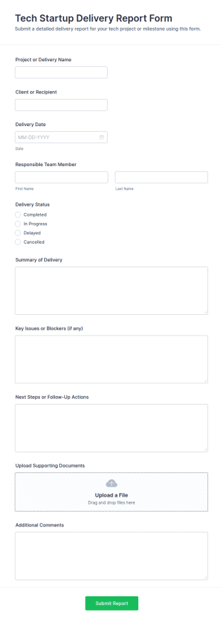 Tech Startup Delivery Report Form Template