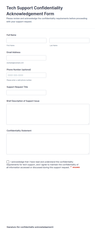 Tech Support Confidentiality Acknowledgement Form Template