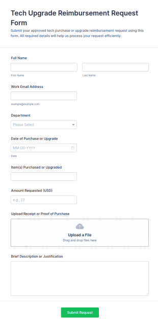 Tech Upgrade Reimbursement Request Form Template