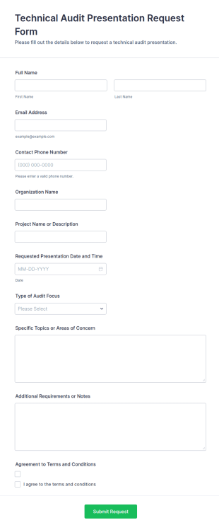 Technical Audit Presentation Request Form Template