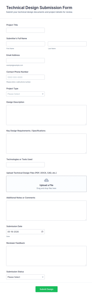 Technical Design Submission Form Template