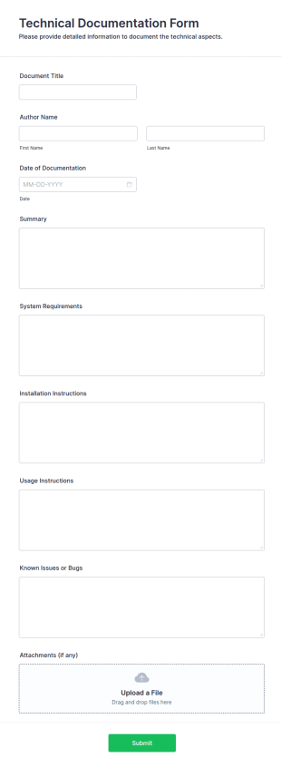 Technical Documentation Form Template