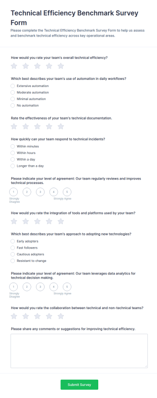 Technical Efficiency Benchmark Survey Form Template