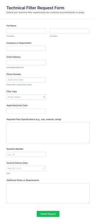 Technical Filter Request Form Template