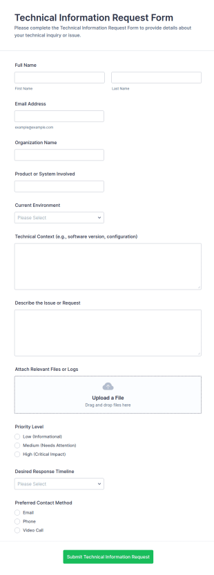 Technical Information Request Form Template
