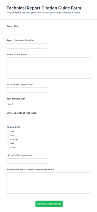 Technical Report Citation Guide Form Template