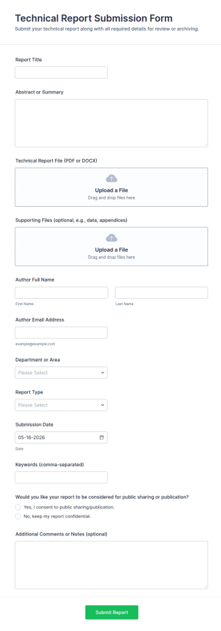 Technical Report Submission Form Template