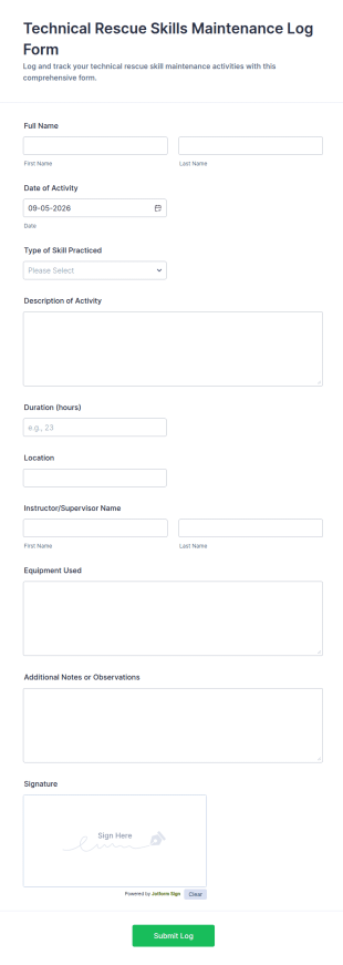 Technical Rescue Skills Maintenance Log Form Template