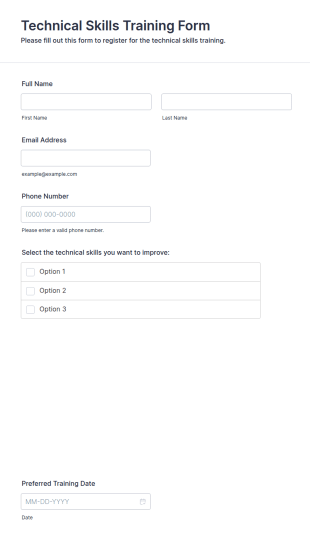 Technical Skills Training Form Template